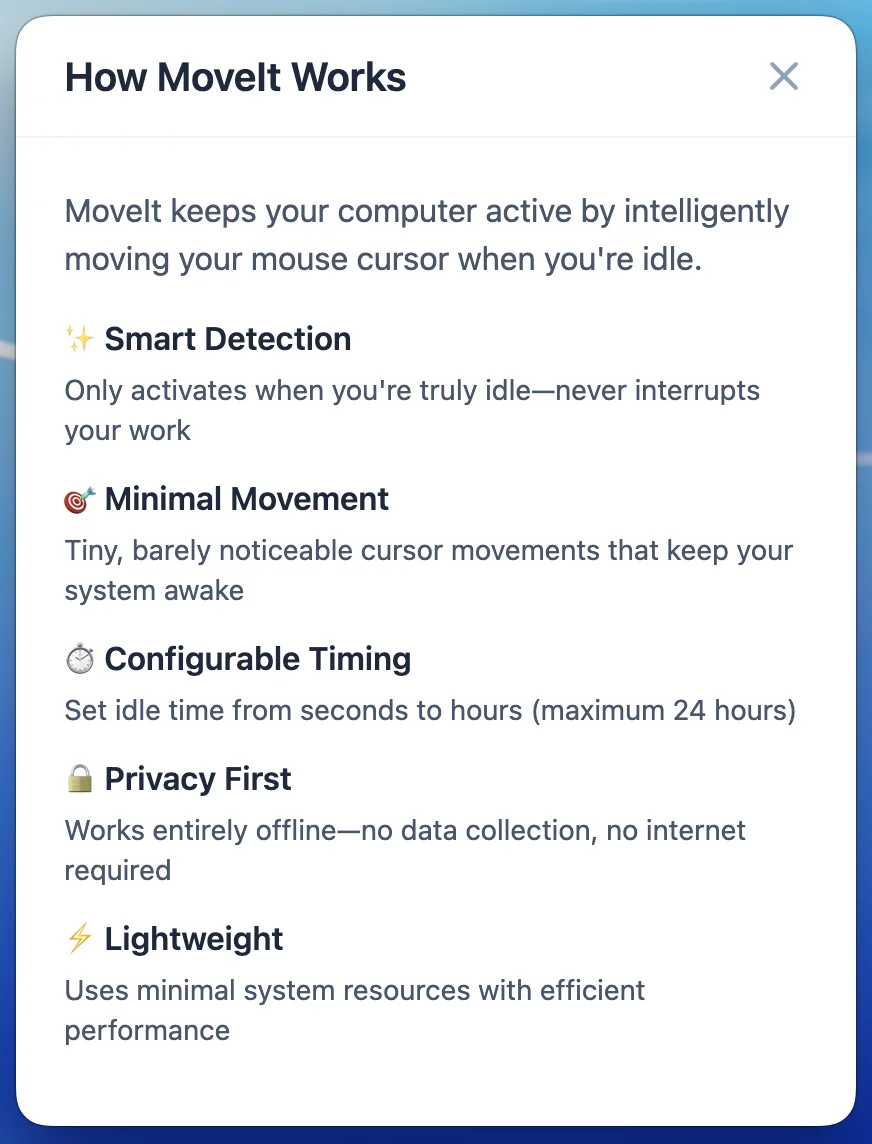 Privacy and security dashboard showing zero data collection and local-only processing